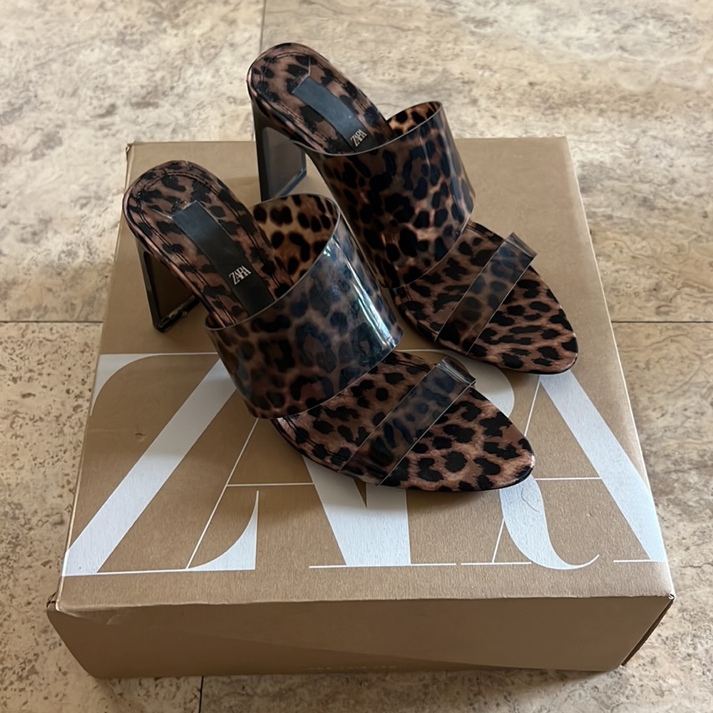 Zara leopard print heels EU size 39 4” heel